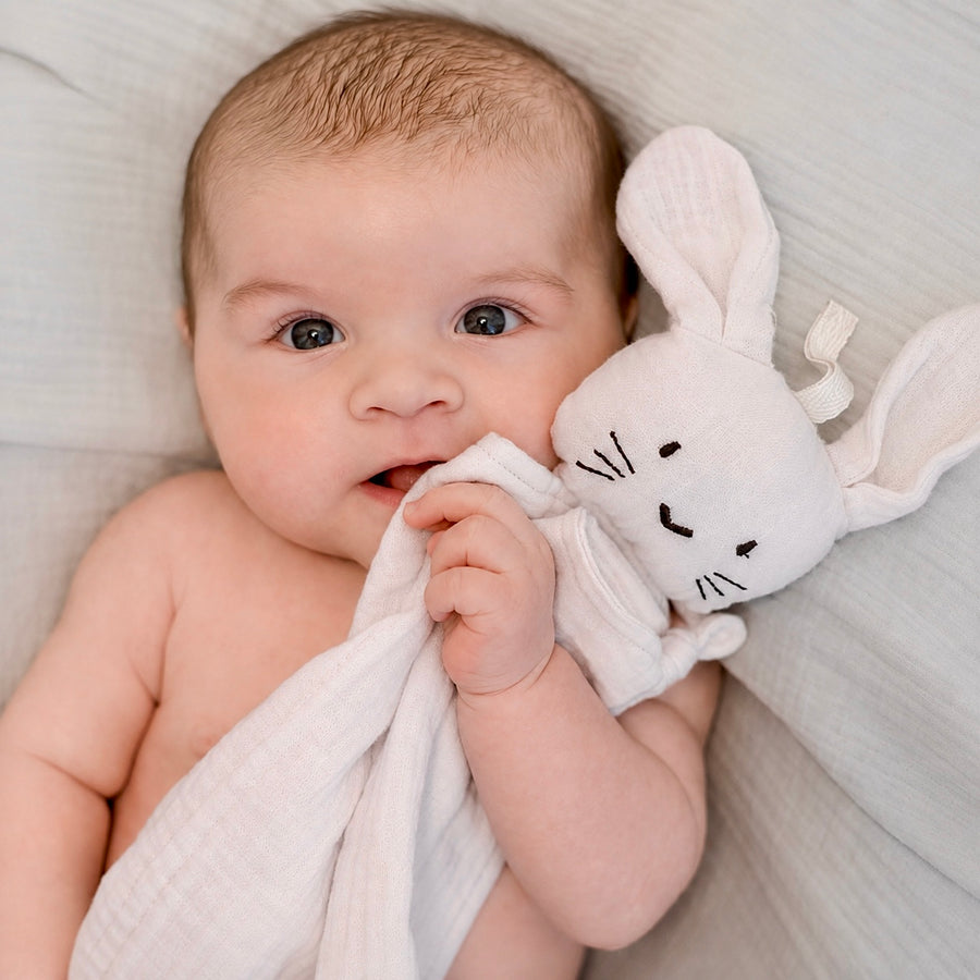 Summerville Organic Cuddly Rabbit -  White Available at 1love2hugs3kisses Ibiza