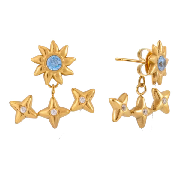 Sun & Star Stud Earrings – Gold Available at 1love2hugs3kisses Ibiza