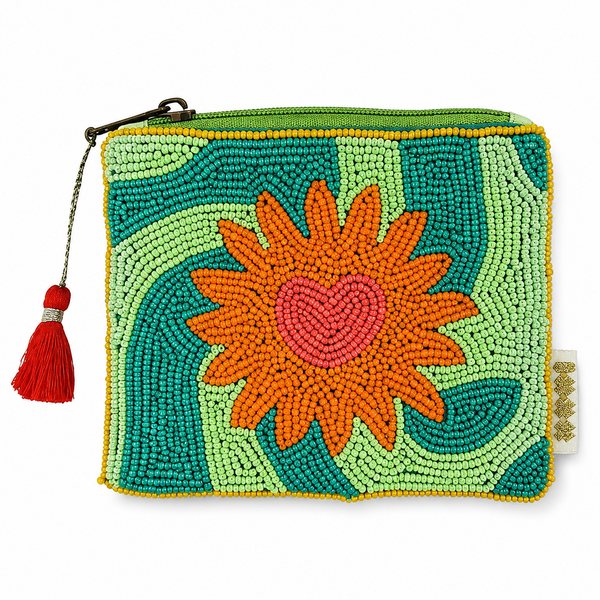 Sun Beaded Pouch - Green Available at 1love2hugs3kisses Ibiza
