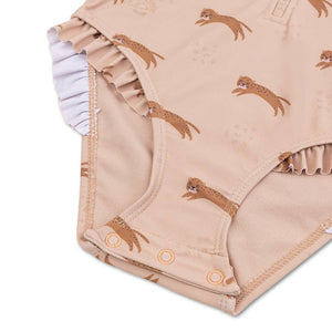 Swim Essentials Girls Roamer Longsleeve Swimsuit Leopard – stylish UV-protective girls swimsuit with leopard print, available at 1Love 2Hugs 3Kisses Ibiza.
