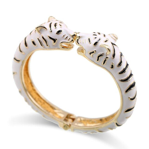 Tiger Bangle Bracelet Enamel - White available at 1love2hugs3kisses ibiza