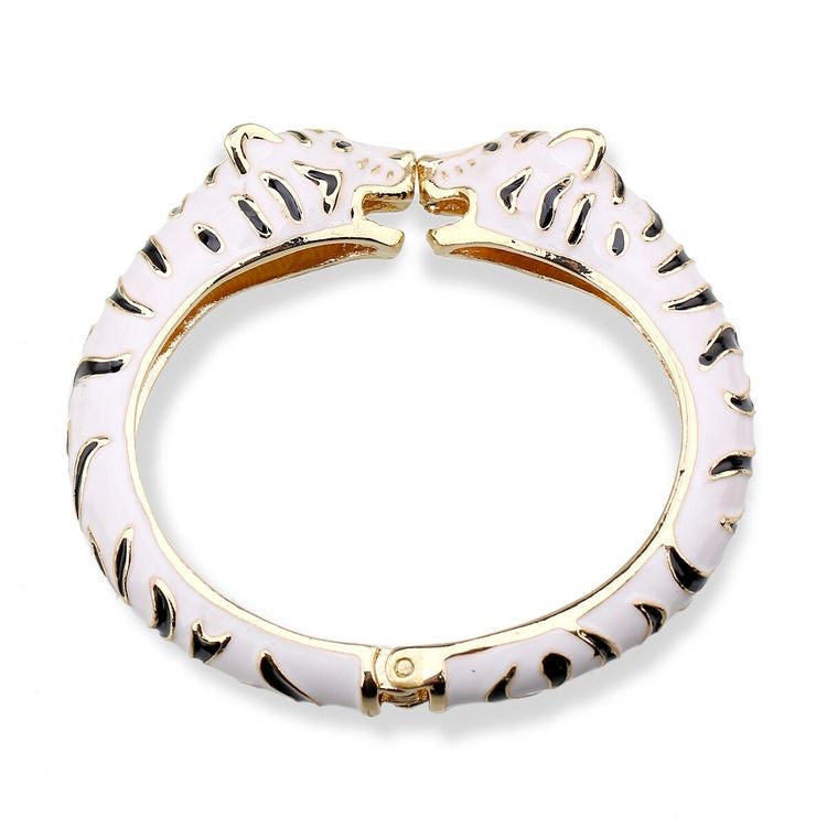 Tiger Bangle Bracelet Enamel - White available at 1love2hugs3kisses ibiza