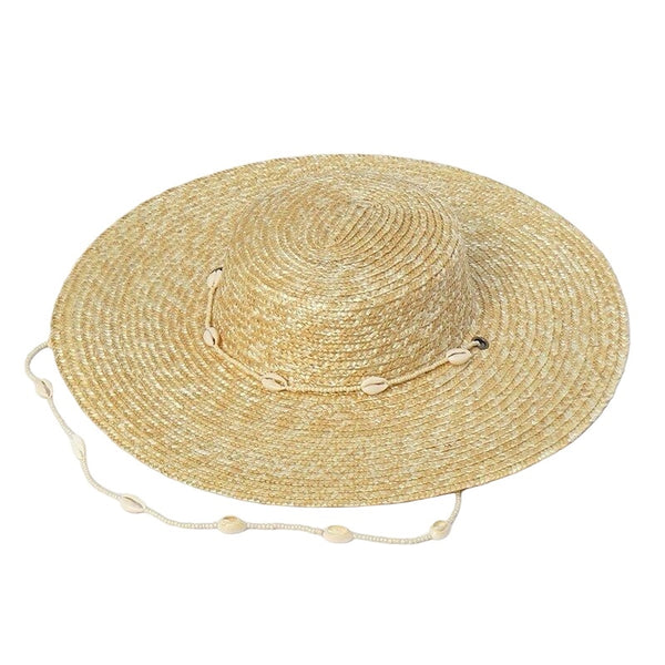 Wide Brimmed Boater Straw Hat - Seashells from 1love2hugs3kisses Ibiza