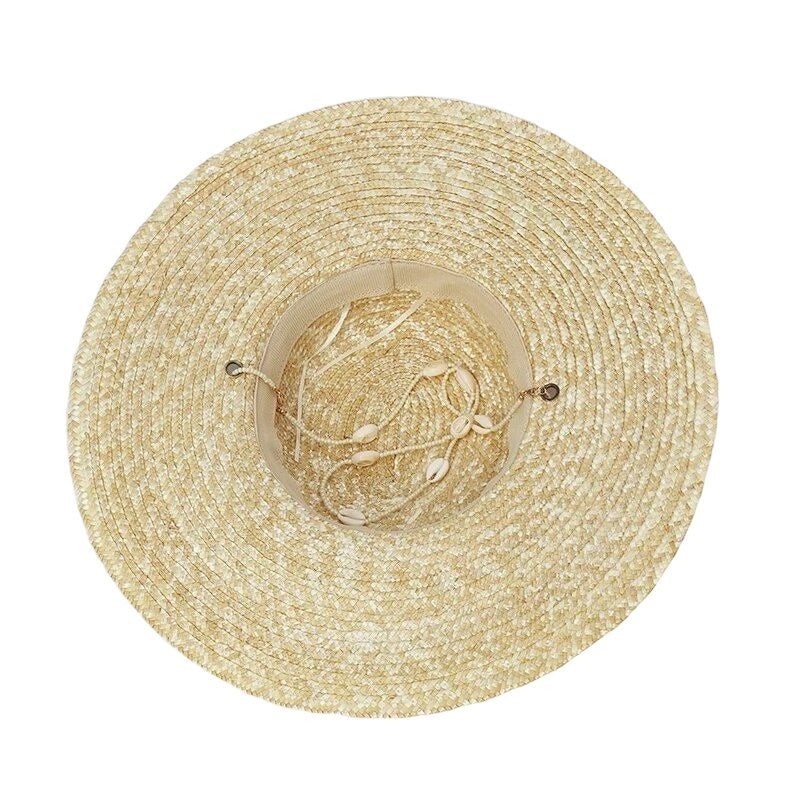 Wide Brimmed Boater Straw Hat - Seashells from 1love2hugs3kisses Ibiza
