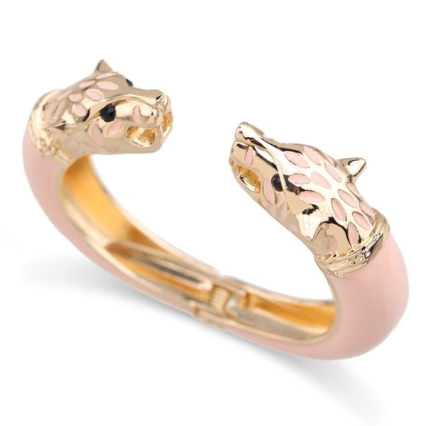 Wolf Bangle Bracelet Enamel Pink from 1love2hugs3kisses ibiza
