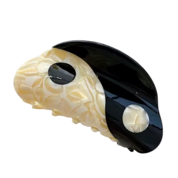 Yin Yang Hair Claw – Black / Cream available at 1love2hugs3kisses ibiza