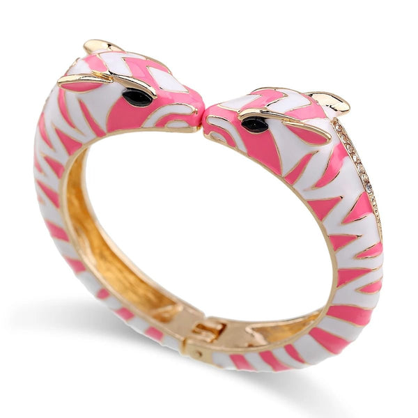 Zebra Bangle Bracelet Enamel Pink from 1love2hugs3kisses ibiza