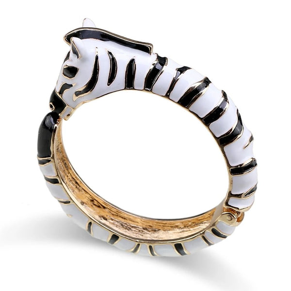 Zebra Bangle Bracelet Enamel White-Black from 1love2hugs3kisses ibiza