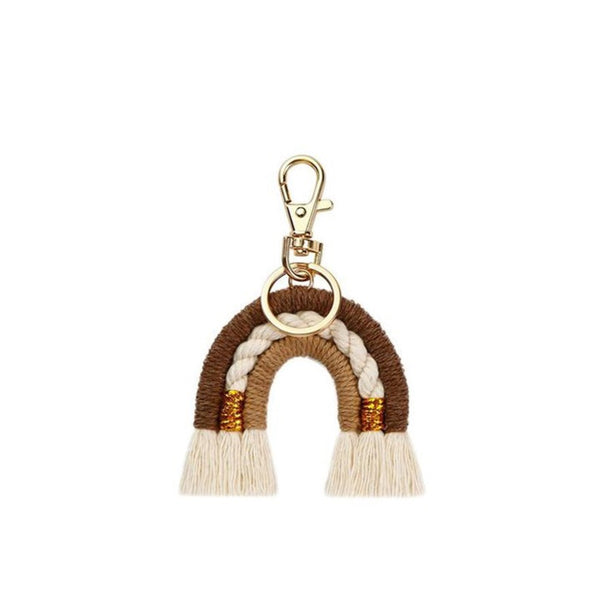 1love2hugs3kisses Rainbow Keychain Brown