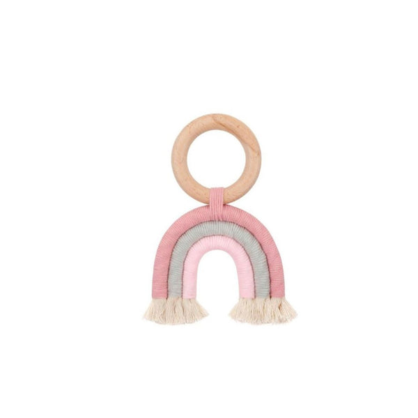 1love2hugs3kisses Rainbow Teether Dark Pink Grey Mix