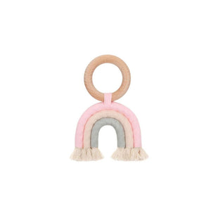 1love2hugs3kisses Rainbow Teether Light Pink Grey Mix