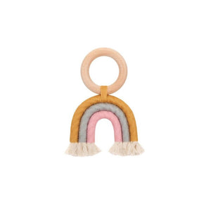 1love2hugs3kisses Rainbow Teether Yellow Grey Pink Mix