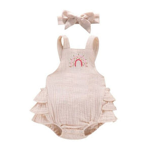 1love2hugs3kisses Baby Onesie Ruffle White + Bow