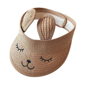 1love2hugs3kisses Bunny Baby Straw Visor Khaki