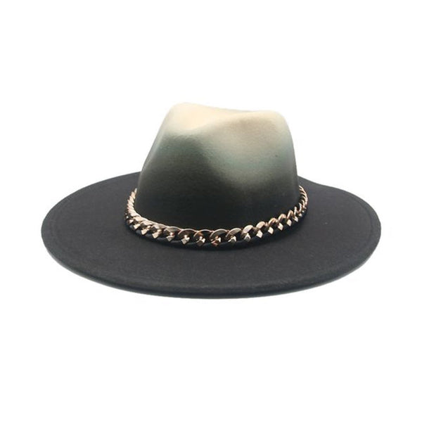 1love2hugs3kisses Ombre Wool Hat with Chain Black