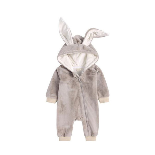 1love2hugs3kisses Baby Bunny Velour Jumpsuit Beige