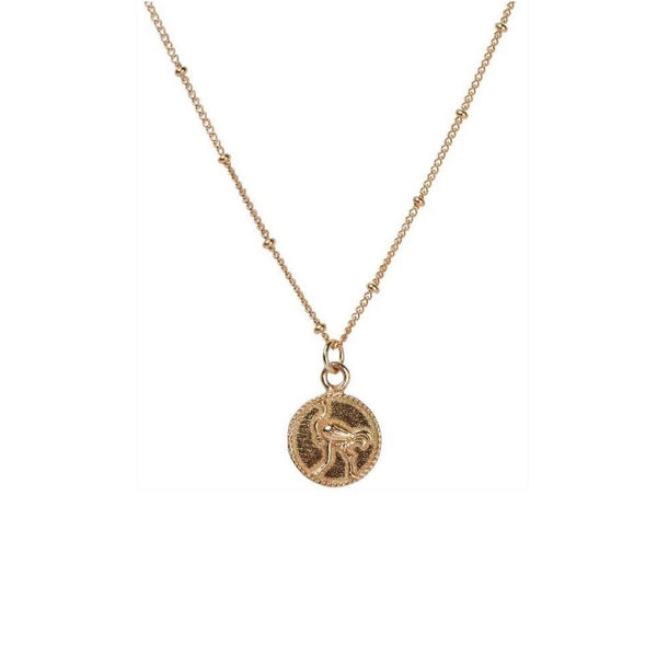 A-La Small Ostrich Coin Necklace Gold - 1love2hugs3kisses Ibiza