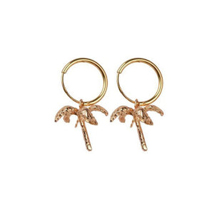 A-La Palmtree 3D pair of Earrings Gold - 1love2hugs3kisses Ibiza