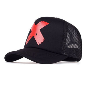 1love2hugs3kisses Baseball Mesh Cap Black Cross Red