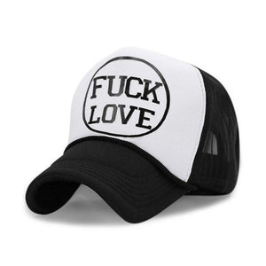 1love2hugs3kisses Baseball Mesh Cap Black F*CK LOVE White