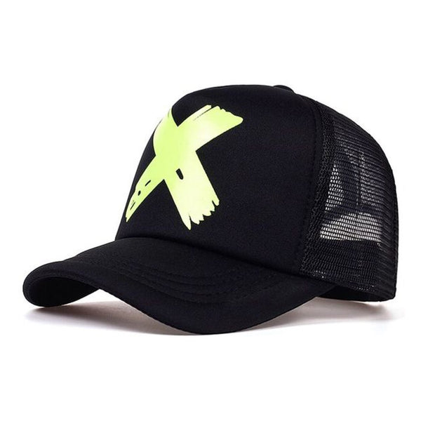 1love2hugs3kisses Baseball Mesh Cap Black Cross Yellow