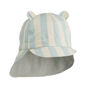 Liewood Gorm Reversible Sun Hat YD Stripe Sea Blue Sandy - 1love2hugs3kisses Ibiza