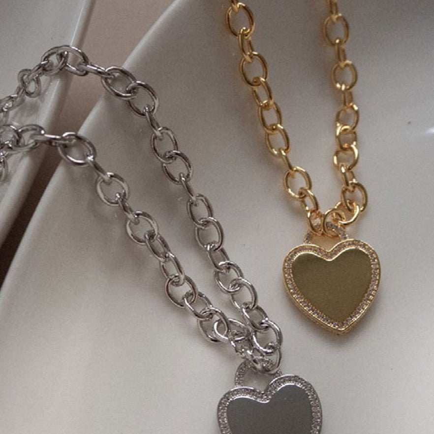 Luv Aj Pave Heart Pendant Necklace Gold - 1love2hugs3kisses Ibiza