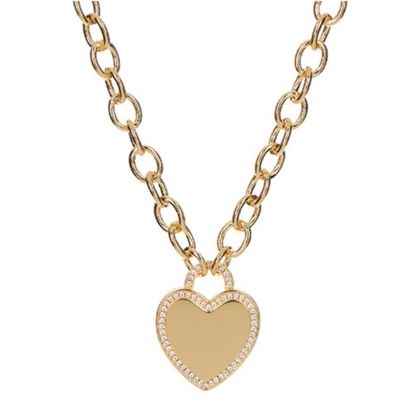 Luv Aj Pave Heart Pendant Necklace Gold - 1love2hugs3kisses Ibiza