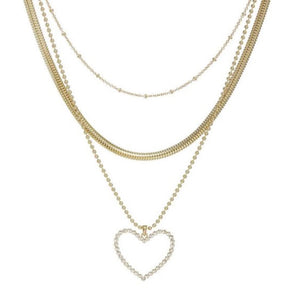 Luv Aj Studded Heart Charm Necklace Gold - 1love2hugs3kisses Ibiza
