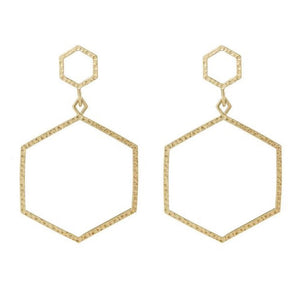 Luv Aj The Hammered Hex Statement Earrings Gold - 1love2hugs3kisses Ibiza