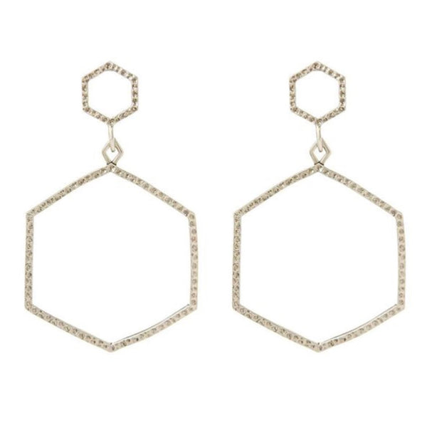 Luv Aj The Hammered Hex Statement Earrings Silver - 1love2hugs3kisses Ibiza