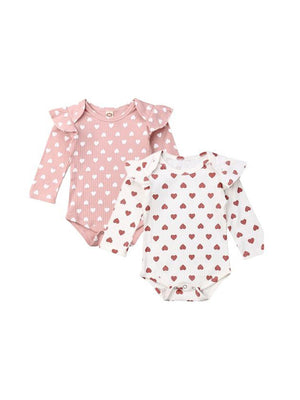 1love2hugs3kisses Onesie Cream Ruffled Red Hearts