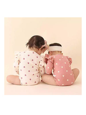 1love2hugs3kisses Onesie Cream Ruffled Red Hearts