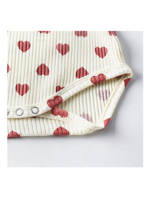 1love2hugs3kisses Onesie Cream Ruffled Red Hearts