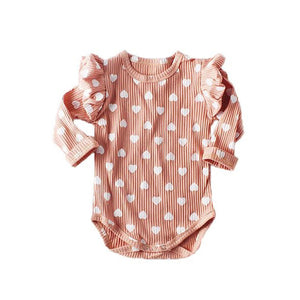 1love2hugs3kisses Onesie Pink Ruffled White Hearts