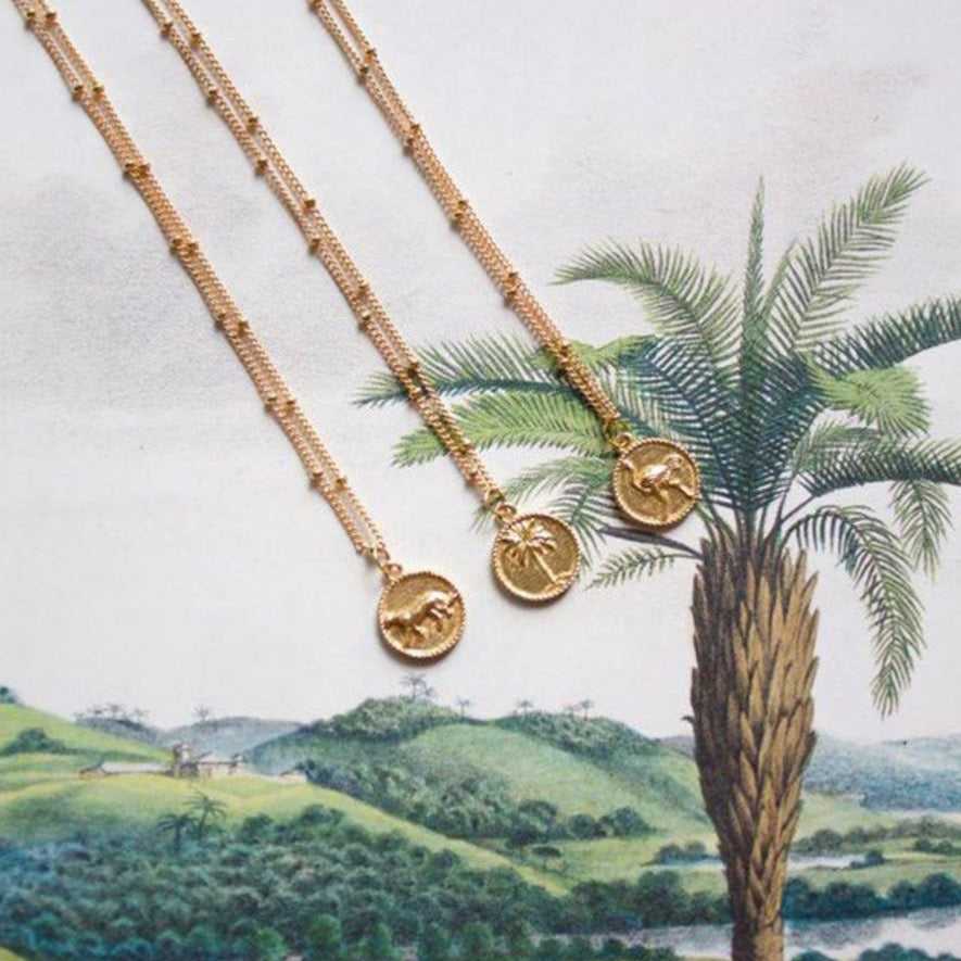 A-La Small Ostrich Coin Necklace Gold - from 1love2hugs3kisses Ibiza