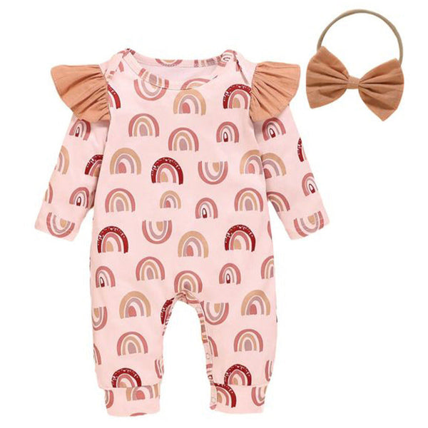 Baby Jumpsuit All over Rainbow + Bow available at 1love2hugs3kisses ibiza