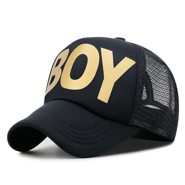 Baseball Mesh Cap Black - Gold BOY available at 1love2hugs3kisses Ibiza