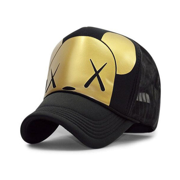 Baseball Mesh Cap Black - Gold Mouse available at 1love2hugs3kisses Ibiza
