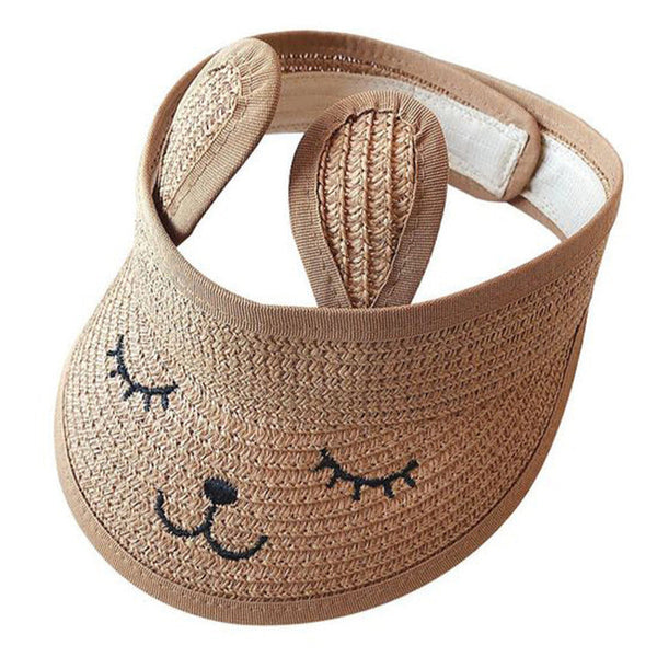 kids straw visor bunny ears brown toddler sun visor adjustable summer hat