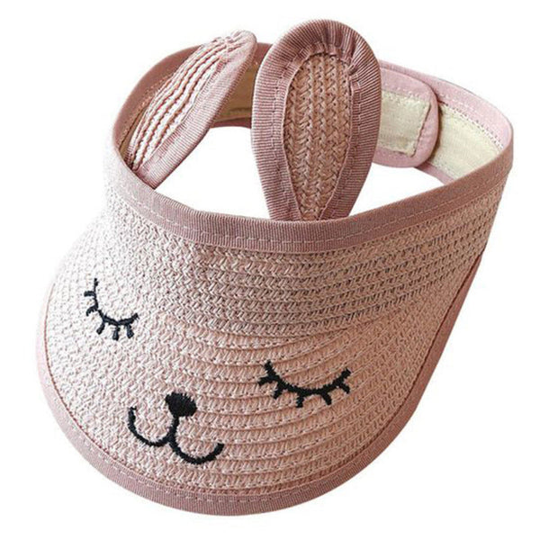 kids straw visor bunny ears pink toddler sun visor adjustable summer hat