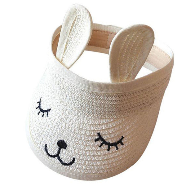 kids straw visor bunny ears white toddler sun visor adjustable summer hat