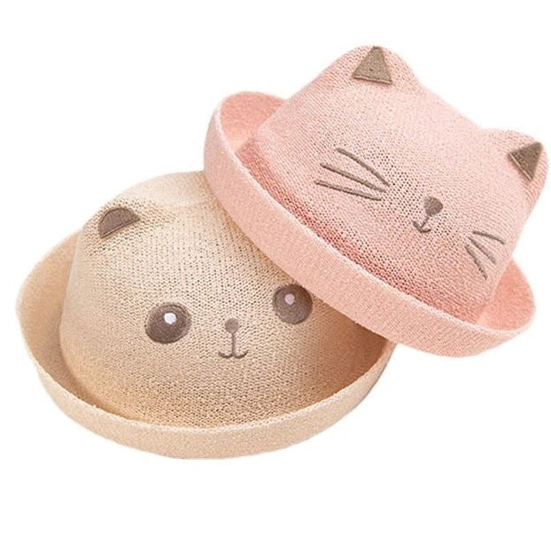 Cat Ears Straw Bucket Hat – Pink from 1love2hugs3kisses Ibiza