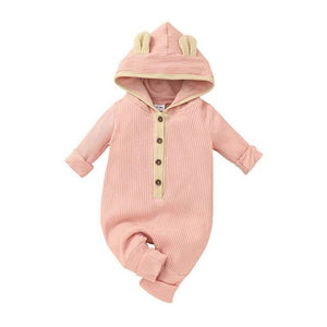 1love2hugs3kisses Baby Bear Jumpsuit Pink Cream