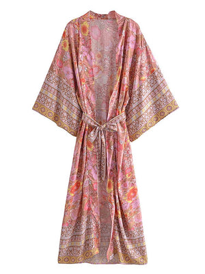1love2hugs3kisses Long Kimono Pink Floral 