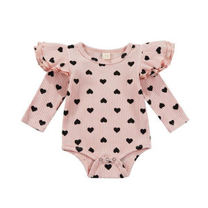 1love2hugs3kisses Onesie Pink Ruffled Black Hearts