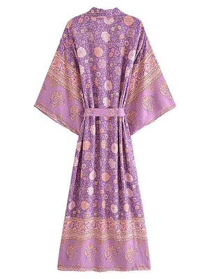  1love2hugs3kisses Long Kimono Purple Floral