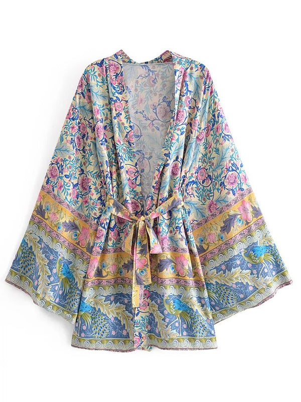 1love2hugs3kisses Short Kimono Floral Pink Blue