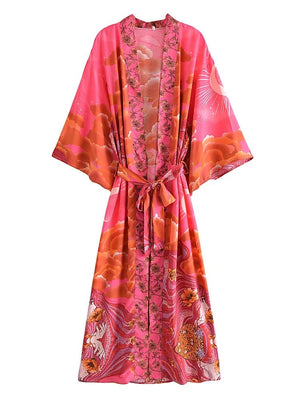 1love2hugs3kisses Long Kimono Pink Moon