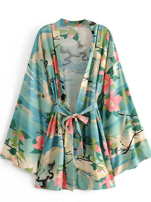 1love2hugs3kisses Short Kimono Crane